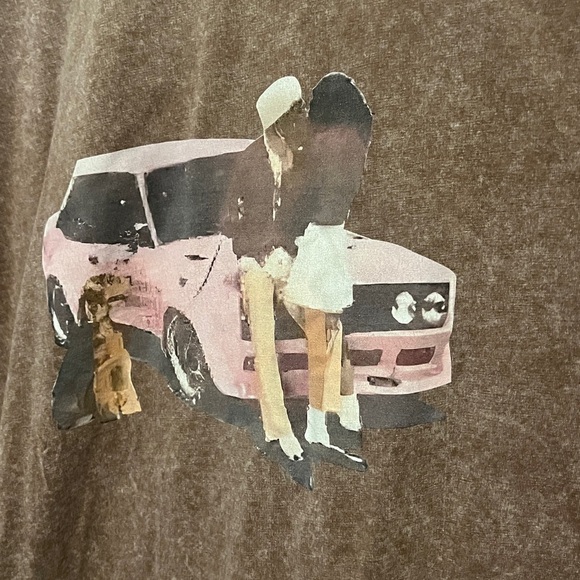 Brown Graphic T-Shirt with Pink Car Design Shein size XL - Picture 4 of 6